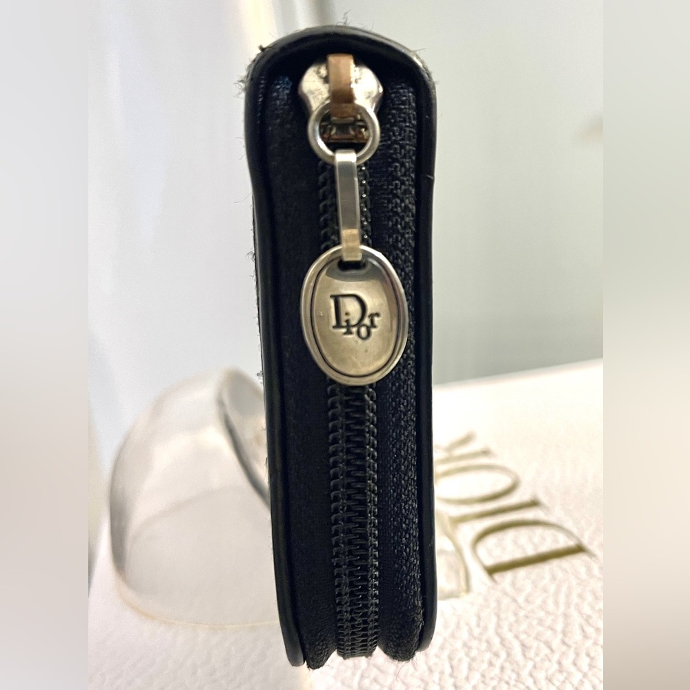 Dior Long Zip-around Monogram Wallet Canvas/Leather Piping & PebbledDior GiftBox - Picture 9 of 15